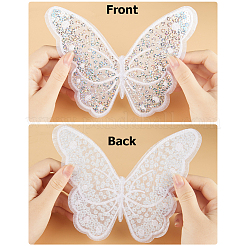Schmetterlings-Polyester-Stickerei-Ornamentzubehör&nbsp;PATC-WH0008-23