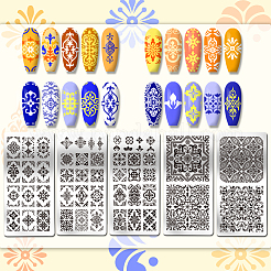 Plantillas de arte de uñas diy de acero inoxidable&nbsp;MRMJ-WH0098-014