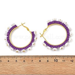 Boucles d'oreilles créoles en verre&nbsp;EJEW-MZ00827