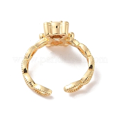 Offene Manschettenringe aus Messing mit Mikropavé und Zirkonia&nbsp;RJEW-K263-06KCG