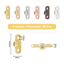 24 pièce de 6 couleurs de placage en laiton pavé de breloques de connecteur en zircone cubique transparente&nbsp;KK-FH0005-83