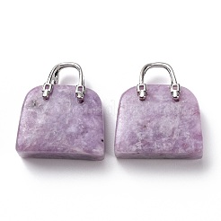Pendenti in ottone con pietra mica viola/lepidolite naturale&nbsp;KK-E274-01P-08
