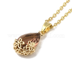 Collane con pendenti in vetro di ottone&nbsp;NJEW-K269-09G