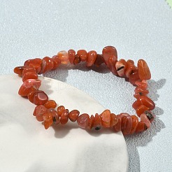 Bracelets extensibles en perles d'agate rouge naturelle du sud&nbsp;GG-CBADCD7-01