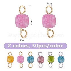 60 Stück 2 Farben natürlicher bunter Turmalin facettierter Tischschliff Würfel Glieder Verbinder Charms&nbsp;PALLOY-DC00043