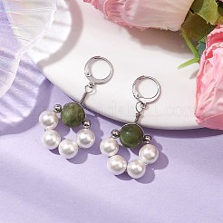 Muschelperle & Taiwan-Jade Leverback-Ohrringe&nbsp;EJEW-JE05927-01
