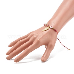 Pulsera de cuentas trenzadas de acrílico con corazón y mal de ojo para mujeres adolescentes&nbsp;BJEW-JB06997-02