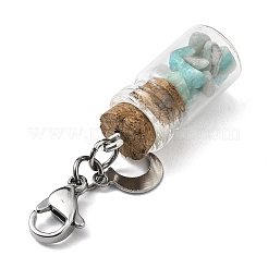 Pendentif décoratif en forme de bouteille de souhaits en verre avec éclat d'amazonite naturelle&nbsp;HJEW-JM03130-02