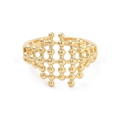 Bague de manchette ouverte ronde en laiton à motif tartan creux pour femme&nbsp;RJEW-Z055-05G-03
