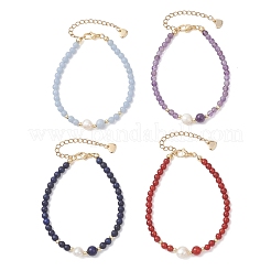 Braccialetti di perline di pietre preziose naturali miste e perle d'acqua dolce coltivate per le donne&nbsp;BJEW-JB13201