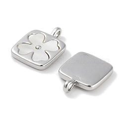 Messing Pavé Natur Muschel Quadrat Anhänger&nbsp;KK-C051-22P