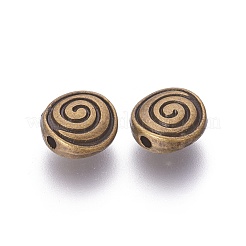 Lega di stile tibetano rotonda e piatta scavate perline vortice&nbsp;TIBEB-5437-AB-FF