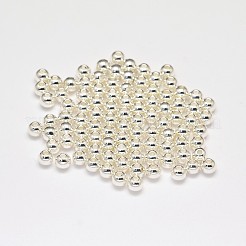 Perles d'espacement rondes en laiton plaquées sur crémaillère&nbsp;KK-I598-03S-RS