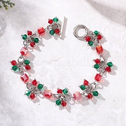 Weihnachtsarmbänder mit Glasgliedern und Bettelarmbändern für Damen&nbsp;BJEW-JB12626