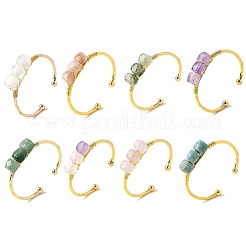 Bracelets manchettes en perles de pierres naturelles mélangées pour femmes&nbsp;BJEW-Q035-01G