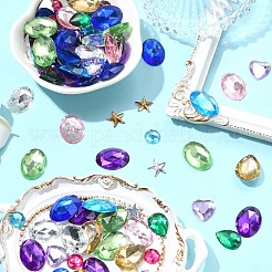 60 Stück 15 Stile Acryl-Strass-Cabochons mit flacher Rückseite.&nbsp;GACR-YW0001-05A
