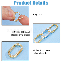 4 Stück 2 Farben Messing Micro Pave Zirkonia Verschlüsse&nbsp;KK-HS0015-11