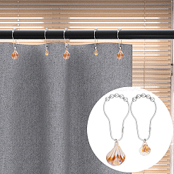 16 Stück 2 Stile Muschelform undurchsichtiges Acryl mit Duschvorhangringen aus Eisen für Badezimmer&nbsp;HJEW-NB00294