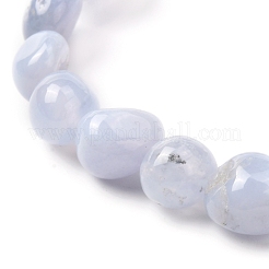 Bracciale elasticizzato in pizzo blu naturale con perline in agata&nbsp;BJEW-JB06988-02