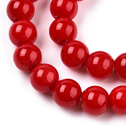 Chapelets de perles en verre opaque de couleur unie&nbsp;GLAA-T032-P8mm-04