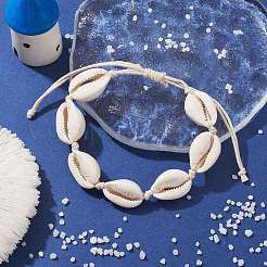 Natürliche geflochtene Perlenarmbänder aus Kaurimuscheln&nbsp;BJEW-JB10093
