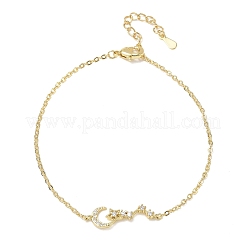 Bracciali a maglie a stella e luna in ottone con micro pavé di zirconi cubici trasparenti&nbsp;KK-CBA6980-25G