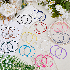 12 paire de boucles d'oreilles créoles en alliage bicolore&nbsp;EJEW-DC0001-43