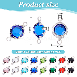 40 pz. 8 colori acciaio inossidabile pavé di vetro sfaccettato fiore connettore charms&nbsp;STAS-PH0006-91