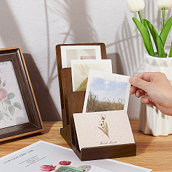 Support élévateur pour organisateur de cartes postales en bois à 4 niveau&nbsp;ODIS-WH0099-26