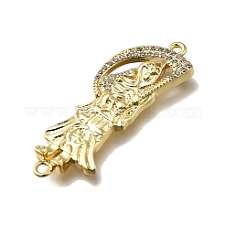 Breloques connecteurs faucheuse en laiton et zircone cubique transparente&nbsp;KK-C090-36G-01