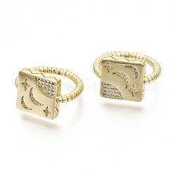 Messing Micro Pave klare Manschettenringe aus Zirkonia&nbsp;RJEW-S045-026G-NR