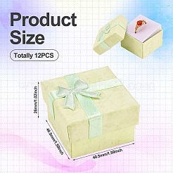 Cajas de regalo cuadradas de papel para anillos de joyería con lazo&nbsp;CON-TAC0010-80B