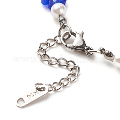 Collana da donna in similpelle con perle di vetro millefiori e perle di plastica&nbsp;NJEW-JN03916