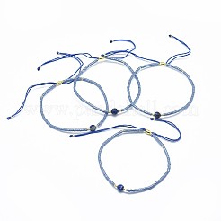 Verstellbare natürliche Lapislazuli geflochtene Perlenarmbänder&nbsp;BJEW-F391-A10