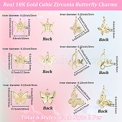 12 pièces en laiton micro pavé pendentifs en zircone cubique claire&nbsp;KK-BBC0023-92G