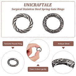 2 Stück 2 Stile tibetischen Stil 316 chirurgischen Edelstahl Federtor Ringe&nbsp;STAS-UN0049-10