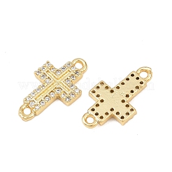 Kreuz Messing Micro Pave klare Zirkonia Verbinder Charms&nbsp;KK-P339-04G