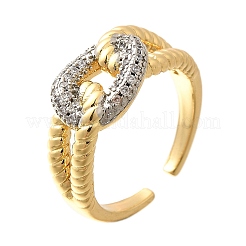 Messing Micro Pave klare Manschettenringe aus Zirkonia&nbsp;RJEW-U035-12GP
