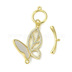 Chiusure a levetta in ottone placcato a cremagliera con micro pavè di zirconi&nbsp;KK-K165-41G