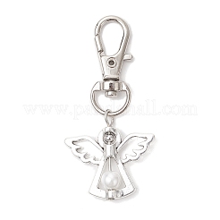 Decorazioni pendenti in lega e perle di vetro con angelo&nbsp;X-HJEW-JM03493