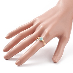 Anello polsino aperto con perline turchesi sintetico&nbsp;RJEW-TA00041-04