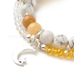 Pulsera de varias vueltas con dije de luna y estrella&nbsp;BJEW-TA00033-04