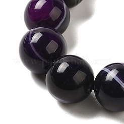 Braccialetti con perline intrecciate rotonde di agata viola naturale fasciata (tinta e riscaldata) da 12.5 mm per donna uomo&nbsp;BJEW-C060-01X