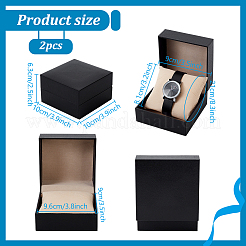 Scatole di imballaggio per orologi in carta nera con coperchio ribaltabile e cuscino all'interno&nbsp;CON-WH0816-018B