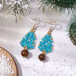 Pendientes colgantes de ojo de tigre naturales&nbsp;EJEW-MZ00276-05