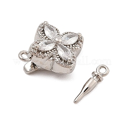 Chiusure a scatola con micro pavé di zirconi chiari in ottone&nbsp;KK-C075-22P