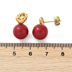Pendientes de botón esmaltados de acero inoxidable 304&nbsp;EJEW-G423-11G