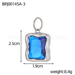Breloques rectangulaires en acier inoxydable 304 et pendentifs en oxyde de zirconium&nbsp;STAS-OY004-27P