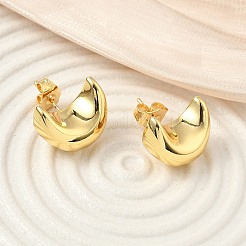 Boucles d'oreilles à tige en laiton lune&nbsp;EJEW-F389-12G