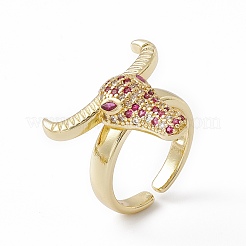 Anello a polsino aperto con testa di bue in zirconi cubici&nbsp;RJEW-I086-12G